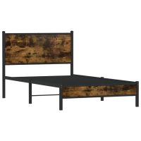 vidaXL Sängram utan madrass metall rökfärgad ek 107x203 cm - Bild 2