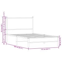 vidaXL Sängram utan madrass metall rökfärgad ek 107x203 cm - Bild 10