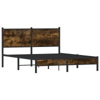 vidaXL Sängram utan madrass metall rökfärgad ek 140x190 cm - Bild 2