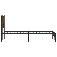 vidaXL Sängram utan madrass metall rökfärgad ek 140x190 cm - Bild 6