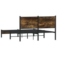 vidaXL Sängram utan madrass metall rökfärgad ek 140x190 cm - Bild 7