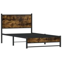 vidaXL Sängram utan madrass metall rökfärgad ek 107x203 cm - Bild 2