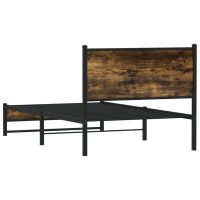 vidaXL Sängram utan madrass metall rökfärgad ek 107x203 cm - Bild 7