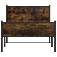 vidaXL Sängram utan madrass metall rökfärgad ek 107x203 cm - Bild 5