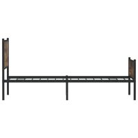 vidaXL Sängram utan madrass metall rökfärgad ek 107x203 cm - Bild 6