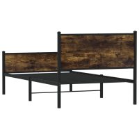 vidaXL Sängram utan madrass metall rökfärgad ek 107x203 cm - Bild 7