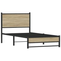 vidaXL Sängram utan madrass metall sonoma-ek 75x190 cm - Bild 2