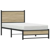 vidaXL Sängram utan madrass metall sonoma-ek 75x190 cm - Bild 4