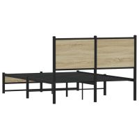 vidaXL Sängram utan madrass metall sonoma-ek 120x200 cm - Bild 7