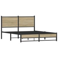 vidaXL Sängram utan madrass metall sonoma-ek 140x190 cm - Bild 2