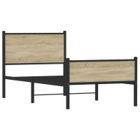 vidaXL Sängram utan madrass metall sonoma-ek 75x190 cm - Bild 2