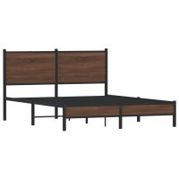 vidaXL Sängram utan madrass metall brun ek 150x200 cm - Bild 2