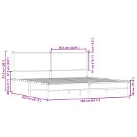 vidaXL Sängram utan madrass metall brun ek 160x200 cm - Bild 10