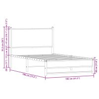 vidaXL Sängram med huvudgavel metall brun ek 100x190 cm - Bild 10