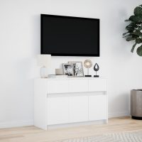 vidaXL Tv-bänk med LEDs vit 91x34x61 cm konstruerat trä - Bild 4