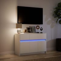 vidaXL Tv-bänk med LEDs vit 91x34x61 cm konstruerat trä - Bild 5