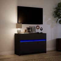 vidaXL Tv-bänk med LEDs svart 91x34x61 cm konstruerat trä - Bild 5