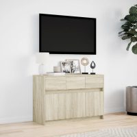 vidaXL Tv-bänk med LEDs sonoma-ek 91x34x61 cm konstruerat trä - Bild 4