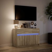 vidaXL Tv-bänk med LEDs sonoma-ek 91x34x61 cm konstruerat trä - Bild 5