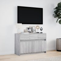 vidaXL Tv-bänk med LEDs grå sonoma 91x34x61 cm konstruerat trä - Bild 4