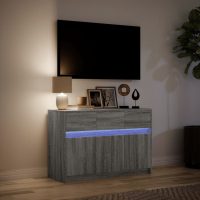 vidaXL Tv-bänk med LEDs grå sonoma 91x34x61 cm konstruerat trä - Bild 5