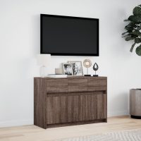 vidaXL Tv-bänk med LEDs brun ek 91x34x61 cm konstruerat trä - Bild 4