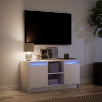 vidaXL Tv-bänk med LEDs vit 100x34x50 cm konstruerat trä - Bild 5