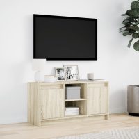 vidaXL Tv-bänk med LEDs sonoma-ek 100x34x50 cm konstruerat trä - Bild 4