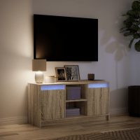 vidaXL Tv-bänk med LEDs sonoma-ek 100x34x50 cm konstruerat trä - Bild 5