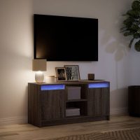 vidaXL Tv-bänk med LEDs brun ek 100x34x50 cm konstruerat trä - Bild 5