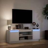 vidaXL Tv-bänk med LEDs vit 139,5x34x50 cm konstruerat trä - Bild 5