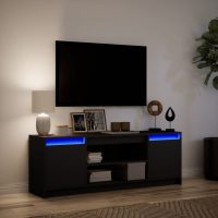 vidaXL Tv-bänk med LEDs svart 139,5x34x50 cm konstruerat trä - Bild 5