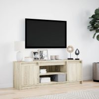 vidaXL Tv-bänk med LEDs sonoma-ek 139,5x34x50 cm konstruerat trä - Bild 4