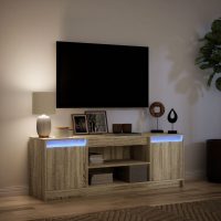 vidaXL Tv-bänk med LEDs sonoma-ek 139,5x34x50 cm konstruerat trä - Bild 5