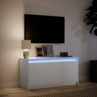 vidaXL Tv-bänk med LEDs vit 100x34x50 cm konstruerat trä - Bild 5