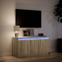 vidaXL Tv-bänk med LEDs sonoma-ek 100x34x50 cm konstruerat trä - Bild 5