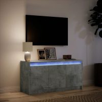 vidaXL Tv-bänk med LEDs betonggrå 100x34x50 cm konstruerat trä - Bild 5