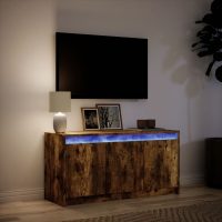 vidaXL Tv-bänk med LEDs rökfärgad ek 100x34x50 cm konstruerat trä - Bild 5