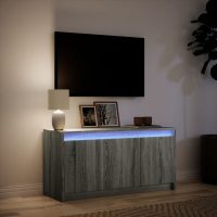 vidaXL Tv-bänk med LEDs grå sonoma 100x34x50 cm konstruerat trä - Bild 5