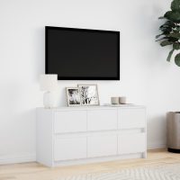 vidaXL Tv-bänk med LEDs vit 100x34x50 cm konstruerat trä - Bild 4