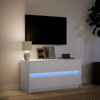 vidaXL Tv-bänk med LEDs vit 100x34x50 cm konstruerat trä - Bild 5