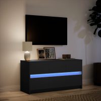 vidaXL Tv-bänk med LEDs svart 100x34x50 cm konstruerat trä - Bild 5