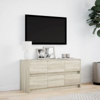 vidaXL Tv-bänk med LEDs sonoma-ek 100x34x50 cm konstruerat trä - Bild 4