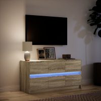 vidaXL Tv-bänk med LEDs sonoma-ek 100x34x50 cm konstruerat trä - Bild 5