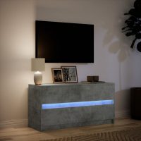 vidaXL Tv-bänk med LEDs betonggrå 100x34x50 cm konstruerat trä - Bild 5