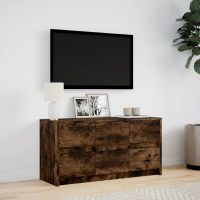 vidaXL Tv-bänk med LEDs rökfärgad ek 100x34x50 cm konstruerat trä - Bild 4