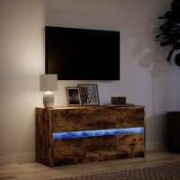 vidaXL Tv-bänk med LEDs rökfärgad ek 100x34x50 cm konstruerat trä - Bild 5