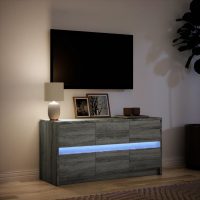 vidaXL Tv-bänk med LEDs grå sonoma 100x34x50 cm konstruerat trä - Bild 5