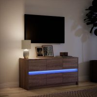 vidaXL Tv-bänk med LEDs brun ek 100x34x50 cm konstruerat trä - Bild 5