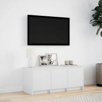 vidaXL Tv-bänk med LEDs vit 97x34x40 cm konstruerat trä - Bild 4